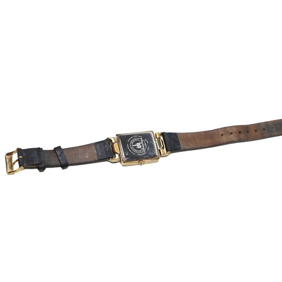 Disney Parks Mickey Mouse Analog Watch Art Deco Gold Black Leather Rhinestones - Picture 12 of 14